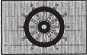 Darstellung des Steuerrad-Symbols vor gerastertem Hintergrund