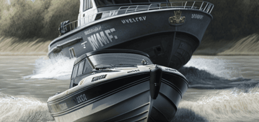 Ein großes und ein kleines Boot auf einem Fluss - Symbolbild für den Bußgeldrechner